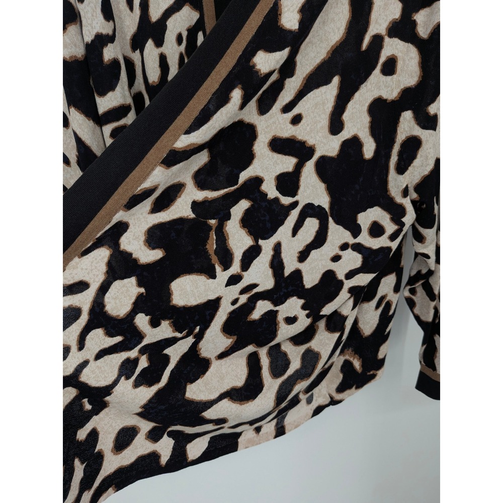 NIC+ZOE Cardigan Womens Plus 3X Black Animal Print Open Front Lightweight Knit - Picture 2 of 6
